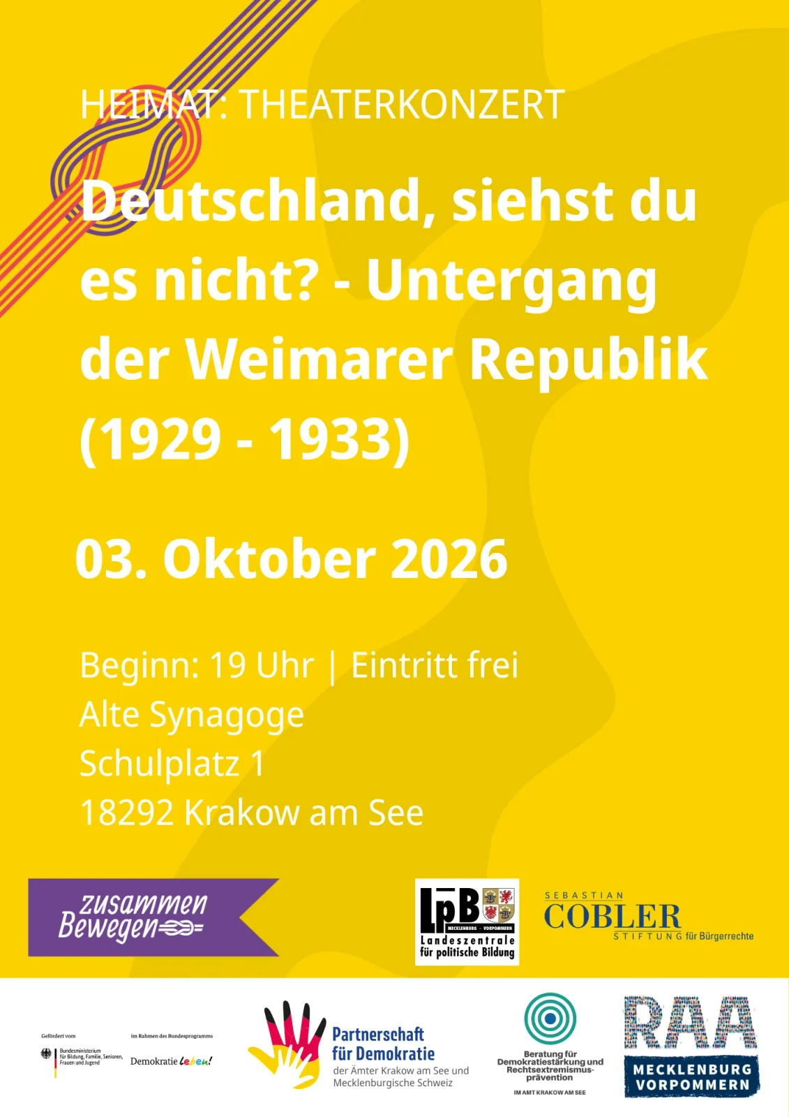Veranstaltungsplakat: Deutschland, siehst du es nicht? – Untergang der Weimarer Republik (1929 – 1933)