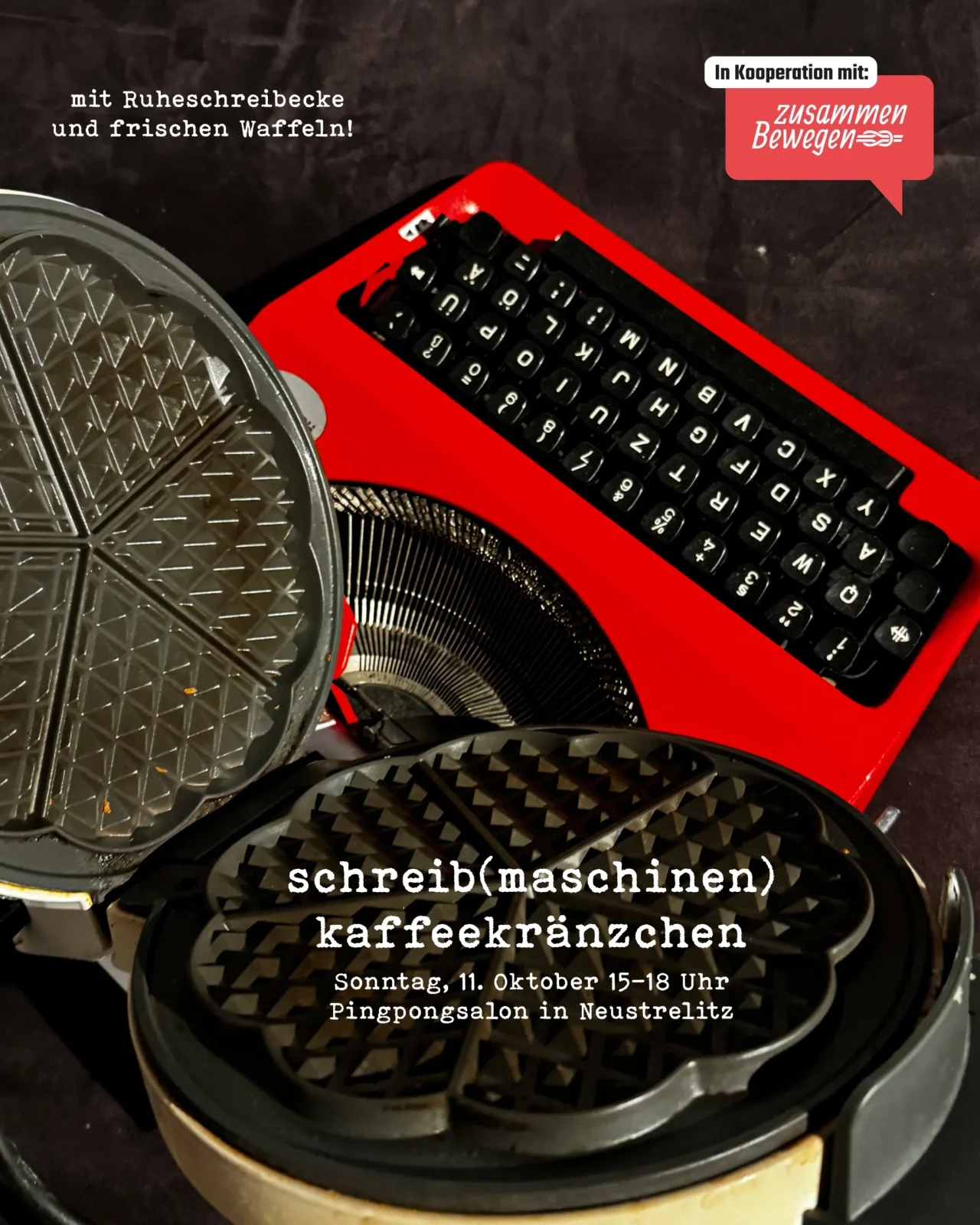Veranstaltungsplakat: SCHREIB(MASCHINEN)-KAFFEEKRÄNZCHEN